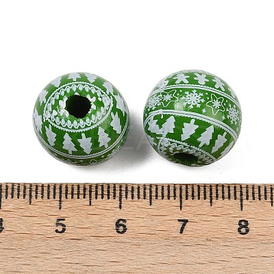 Christmas Printed Schima Wood European Beads WOOD-I015-01E-1