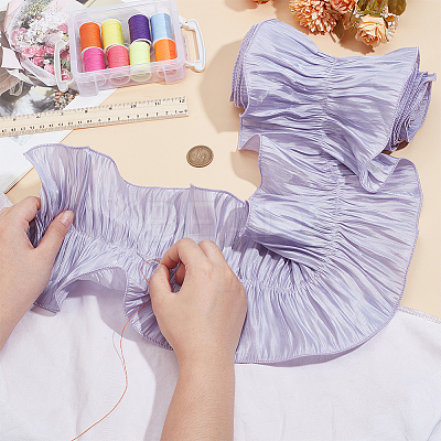 Polyester Ruffled Ribbon DIY-WH0632-77B-1