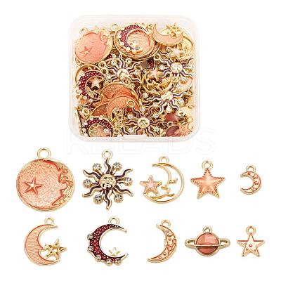 80Pcs 10 Style Celestial Alloy Enamel Pendants ENAM-LS0001-43-1