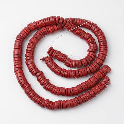 Natural Coconut Flat Round Bead Strands COCB-O003-10D-1