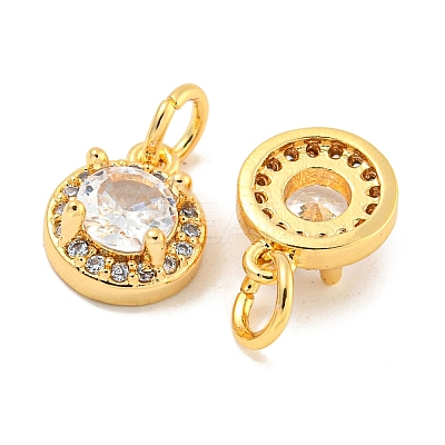 Brass Micro Pave Clear Cubic Zirconia Pendants KK-P275-30G-1