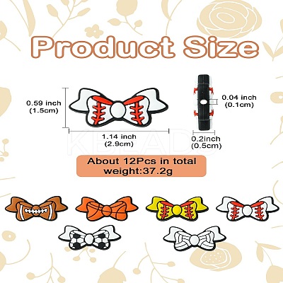 12Pcs 6 Colors Bowknot Food Grade Eco-Friendly Silicone Beads SIL-CJ0002-37-1