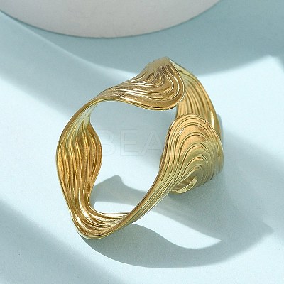 Ion Plating(IP) 304 Stainless Steel Open Cuff Ring for Women RJEW-M025-03G-1