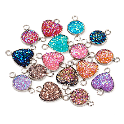 32Pcs 16 Styles 304 Stainless Steel Connector Charms STAS-TA0002-27-1