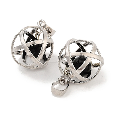 Natural Obsidian Round Ball Pendants G-Q163-05P-06-1