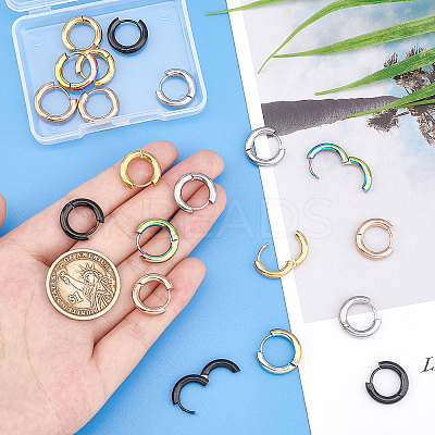 10Pair 5 Colors Ion Plating(IP) 304 Stainless Steel Chunky Huggie Hoop Earrings with 316 Surgical Stainless Steel Pin for Women EJEW-DC0001-16-1