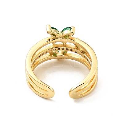 Cubic Zirconia Butterfly Open Cuff Ring RJEW-E046-18G-1