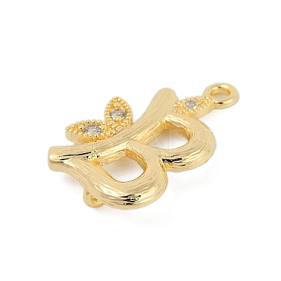Brass Crystal Rhinestone Letter Links Connector Charms KK-S395-06G-B-1