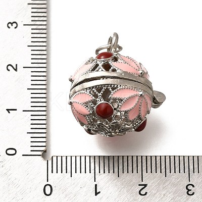 Brass with Enamel Bead Cage Pendants KK-M313-42P-03-1