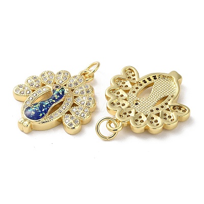 Brass Micro Pave Clear Cubic Zirconia Pendants KK-C045-40G-1