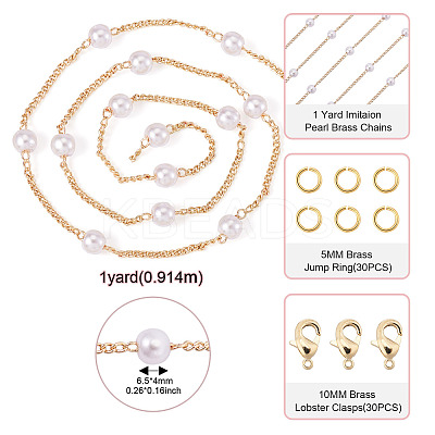 DIY Plastic Pearl Beaded Chains Bracelet Necklace Making Kit DIY-TA0009-70-1
