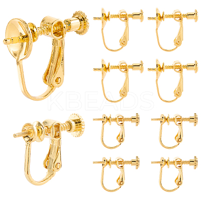 16Pcs 2 Styles Brass Clip-on Earring Findings KK-SC0006-64-1