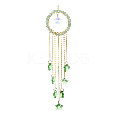 Glass Star Pendant Decorations HJEW-JM01113-03-1