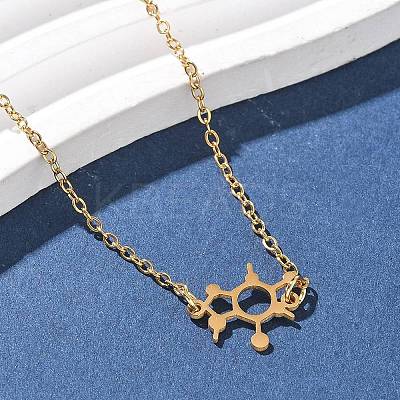 304 Stainless Steel Chemical Symbol Pendant Necklaces NJEW-Z073-03G-05-1