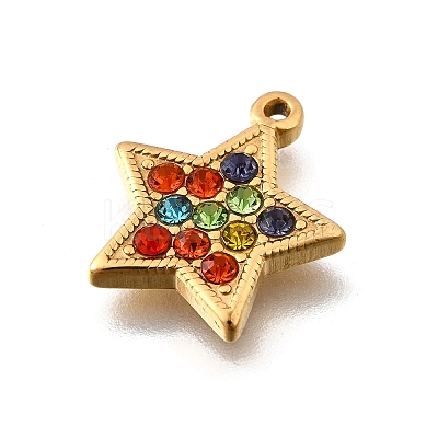 304 Stainless Steel Micro Pave Rhinestone Pendants Charms STAS-K256-28G-01-1