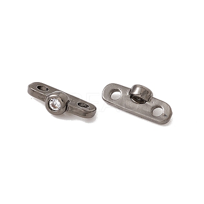 Rack Plating Brass Pave Clear Cubic Zirconia Connector Charms KK-G433-04B-1