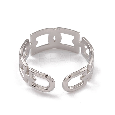 Non-Tarnish 304 Stainless Steel Hollow Arch Open Cuff Rings for Women RJEW-G285-57P-1