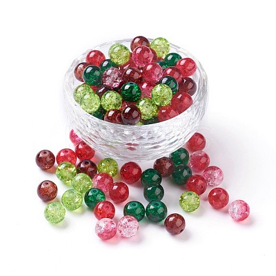 5 Colors Spray Painted & Baking Paint Crackle Glass Beads CCG-X0010-05-8mm-1
