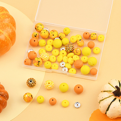 64Pcs Round & Rondelle Food Grade Eco-Friendly Silicone Beads SIL-SP0001-19F-1