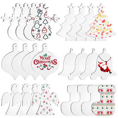48Pcs 6 Styles Christmas Acrylic Big Pendants FIND-SC0011-43-1