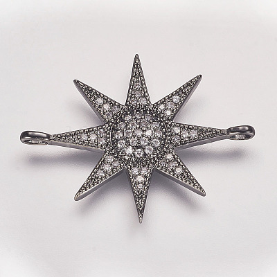Brass Micro Pave Cubic Zirconia Links ZIRC-P049-17B-1