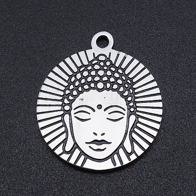 Non-Tarnish 201 Stainless Steel Etched Pendants STAS-N090-JN813-1
