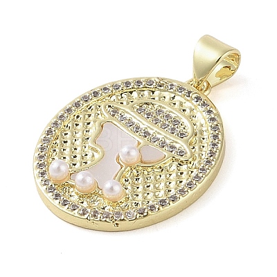 Brass Micro Pave Clear Cubic Zirconia Pendants KK-Q813-11B-G-1