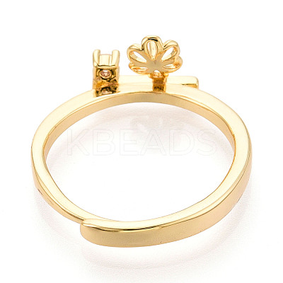 Flower Brass Micro Pave Cubic Zirconia Cup Peg Ring Settings LS-KK-N274-31G-1