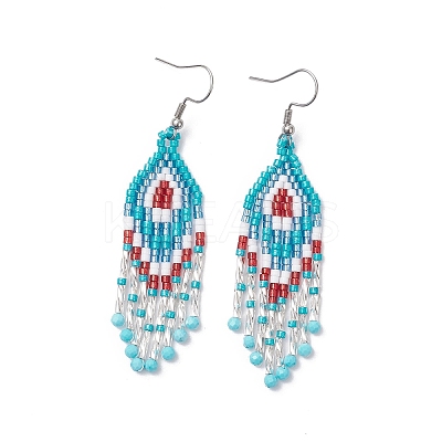 Natural Apatite Rhombus Dangle Earrings EJEW-MZ00567-02-1
