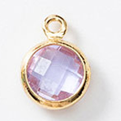 Birthstone Brass K9 Glass Charms KK-H002-28G-06-1