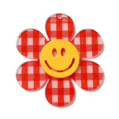 Tartan Pattern Acrylic Big Pendants OACR-B008-B04-1