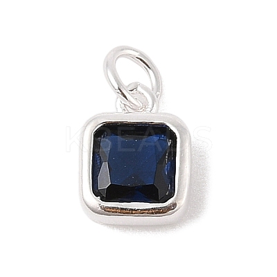 925 Sterling Silver Pave Cubic Zirconia Square Charms with Jump Rings and 925 Stamp STER-D288-05S-03-1