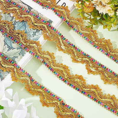 Metallic Polyester Lace Ribbon OCOR-WH0077-66B-1