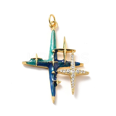 Rack Plating Brass Micro Pave Cubic Zirconia Pendants KK-M230-25G-1