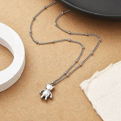 304 Stainless Steel Pendant Necklace NJEW-K255-22P-1