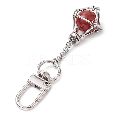 304 Stainless Steel Chain Pouch Natural Gemstone Pendant Decorations HJEW-JM01889-01-1