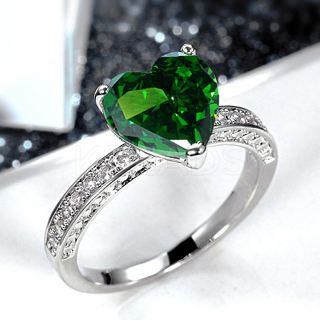 Brass Micro Pave Cubic Zirconia Finger Rings for Women FS-WGC99AF-11-1