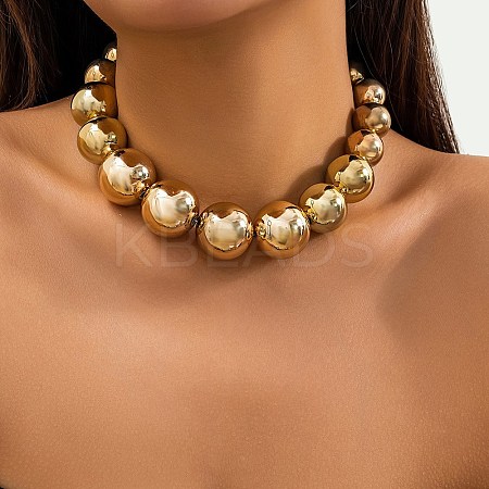 CCB Chunky Bead Ball Iron Chain Necklaces LS-NJEW-K261-04G-1