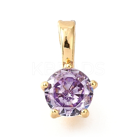 Brass Micro Pave Cubic Zirconia Charms KK-D356-05F-G-1