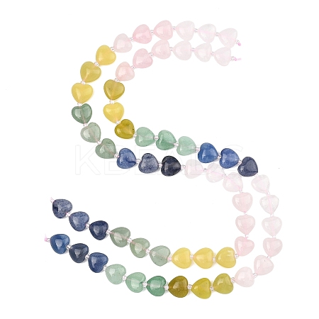 Gradient Color Natural Rose Quartz & Quartz Crystal & Lemon Jade & Blue Aventurine & Green Aventurine Beads Strands G-B185-A11-1