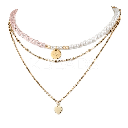Shell Pearl Necklaces NJEW-JN04893-1