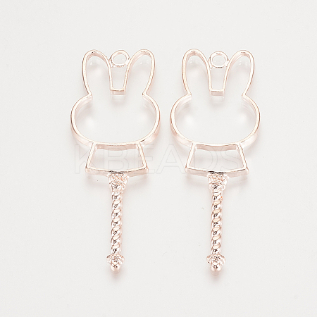 Alloy Bunny Open Back Bezel Pendants TIBE-S308-08RG-1