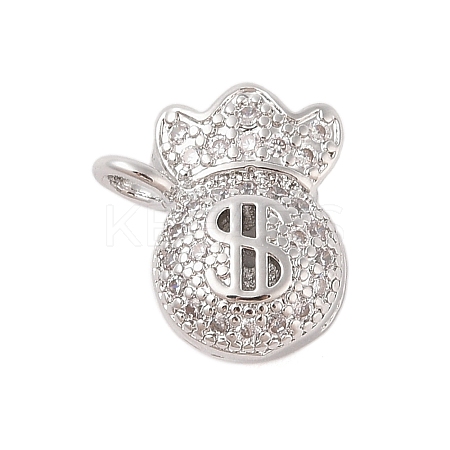 Rack Plating Brass Micro Pave Clear Cubic Zirconia Pendants KK-S380-36P-1