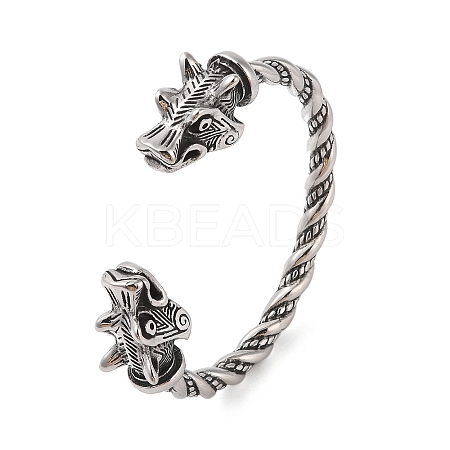 Viking 304 Stainless Steel Open Cuff Bangles for Men BJEW-U001-07A-G-1