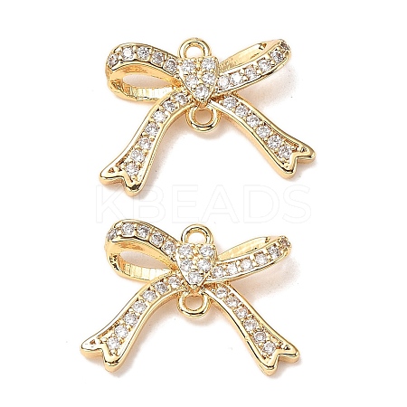 Brass Micro Pave Clear Cubic Zirconia Connector Charms KK-A259-37G-1