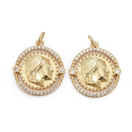 Brass Micro Pave Clear Cubic Zirconia Pendants ZIRC-Z011-12G-1