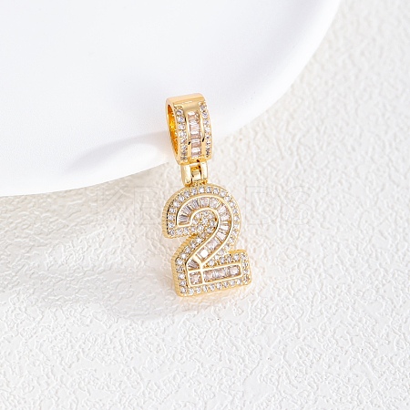Brass Clear Cubic Zirconia European Dangle Charms LS-KK-R003-01G-02-1