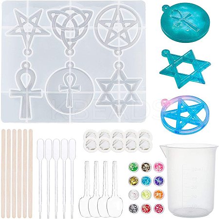 DIY Star of David & Ankh Cross Silicone Pendant Molds DIY-PH0004-94-1