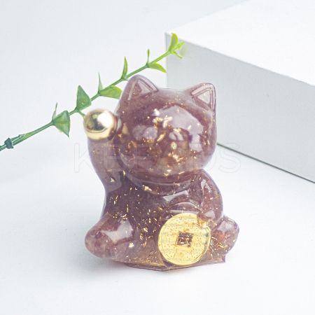 Resin Fortune Cat Display Decoration PW-WG70599-07-1