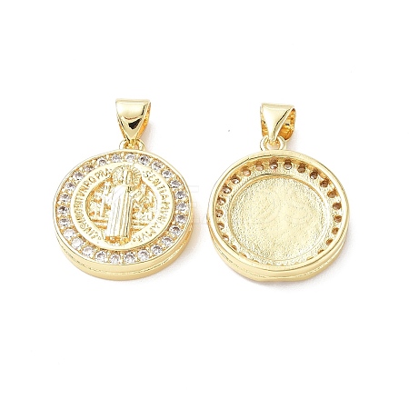 Brass Micro Pave Cubic Zirconia Pendants KK-F845-20G-1